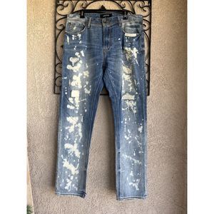 Akoo Straight Leg Distressed Jeans For Men Size 36 - Light Wash Blue